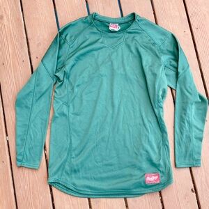 Rawlings Men’s Green athletic crew neck. Baseball long sleeve pullover Warm-up